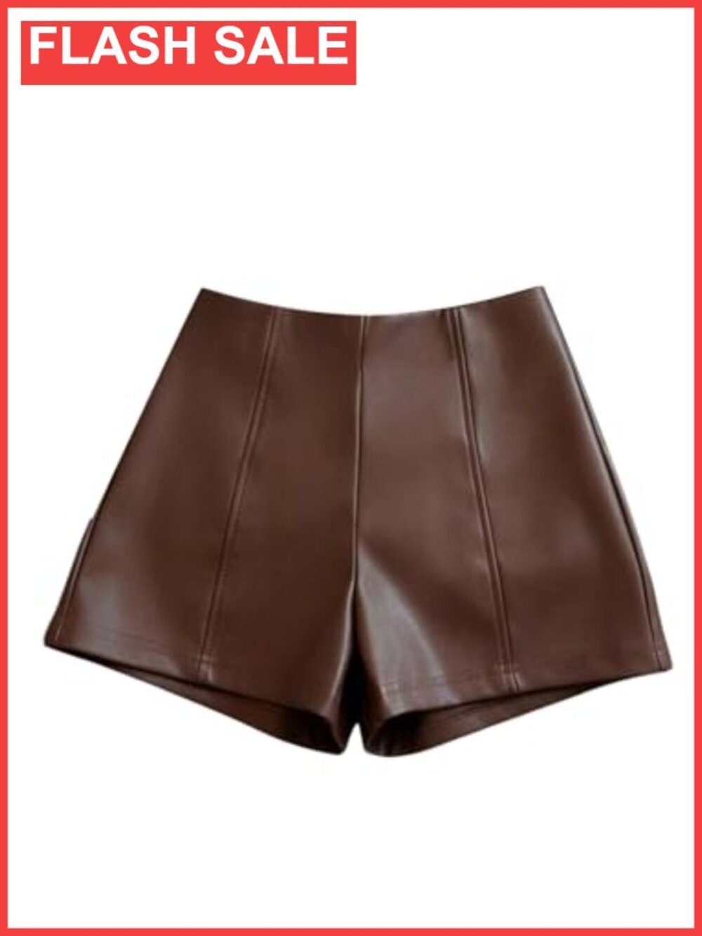 PU Leather Mini Shorts Mid Rise Straight Leg Zipper Back Club Rave